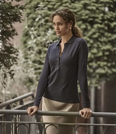 Ženska luksuzna raztegljiva polo majica z dolgimi rokavi Tee Jays TJ 146