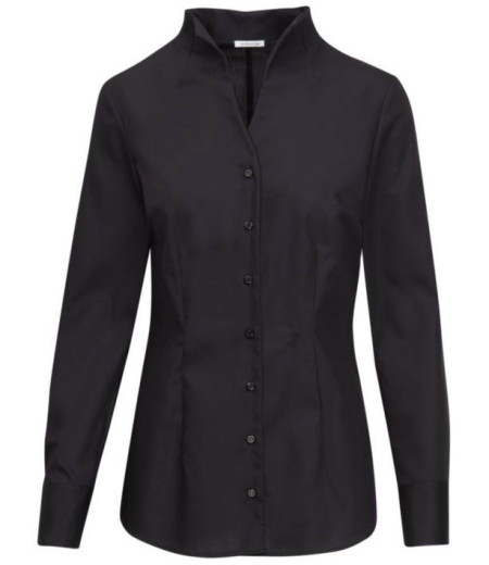 Poplin Blouse with Chalice Collar long-sleeve
