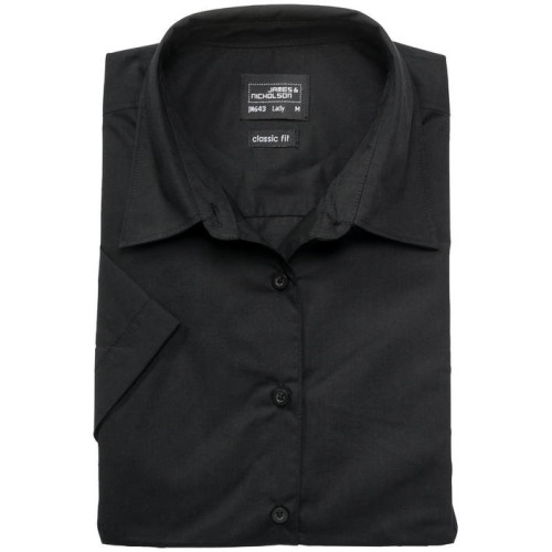 Ženska poslovna srajca iz poplina s kratkimi rokavi